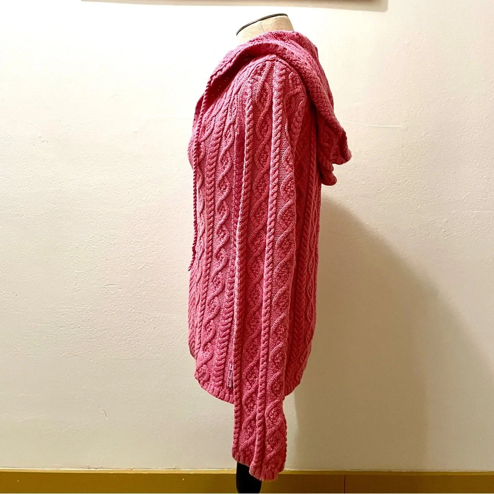 Vintage Polo Ralph Lauren Pink Cable Knit Hooded Sweater - Size Small - EUC 🌟 - Picture 5 of 15